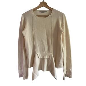Drapey Layered Stella McCartney Sweater Cream Ribbed Crewneck Pullover | Size 40